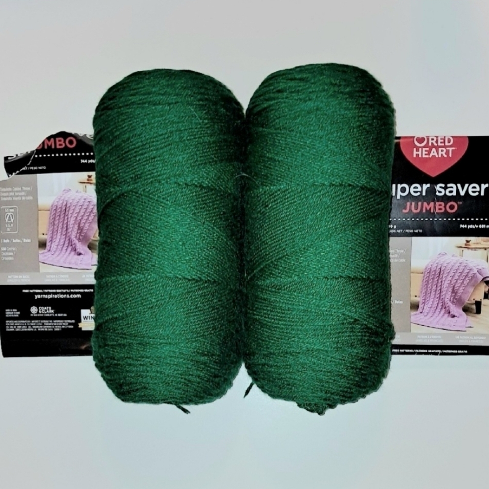 1460 Yards 2 Paddy Green Jumbo Red Heart Yarn 2 Pack